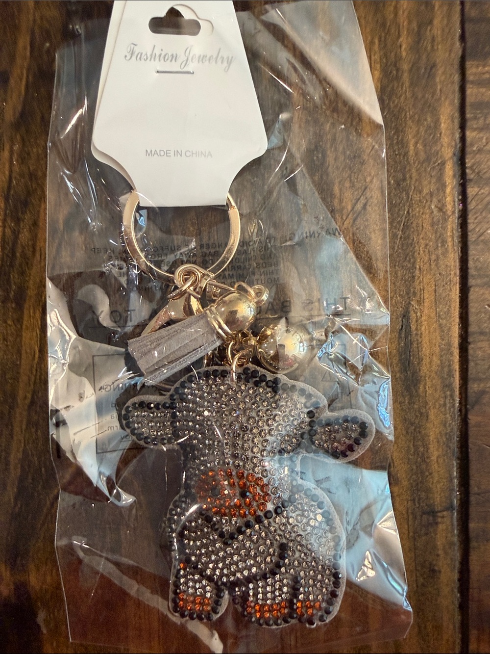 Fashion Jewelry Silver and Orange Crystal Highland Cow Keychain w/Gold Accents